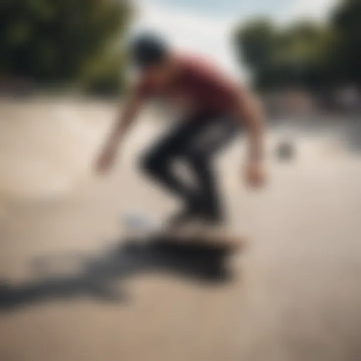 A rider performing tricks on a specialized longboard at a skate park