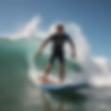 A skilled rider catching a wave on a boogie board, demonstrating technique