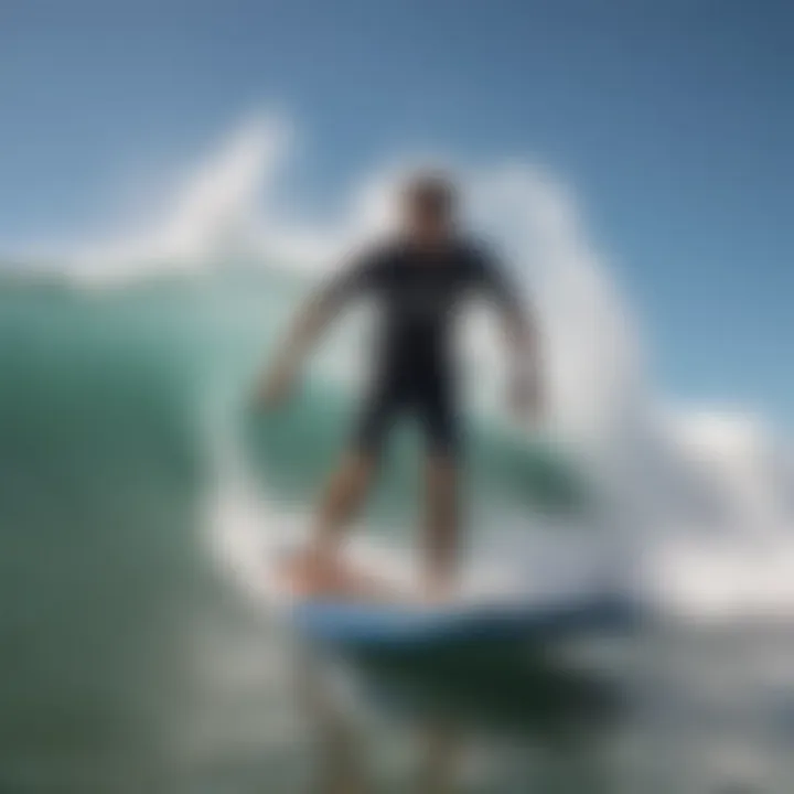 A skilled rider catching a wave on a boogie board, demonstrating technique