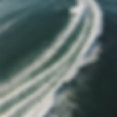 Aerial view of surfers using jet-powered boards at the beach