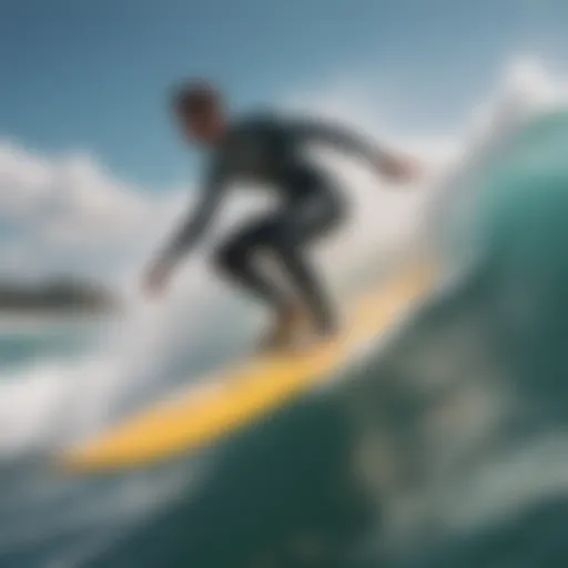 A motorized surfboard gliding across the waves