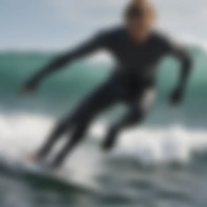 Detailed view of wetsuit material showcasing flexibility and durability