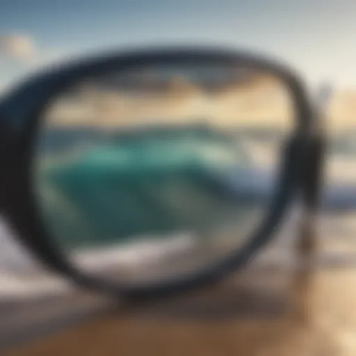 Sunglasses reflecting vibrant ocean waves