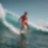 A vibrant display of vintage surf apparel showcasing iconic styles from the 60s and 70s.
