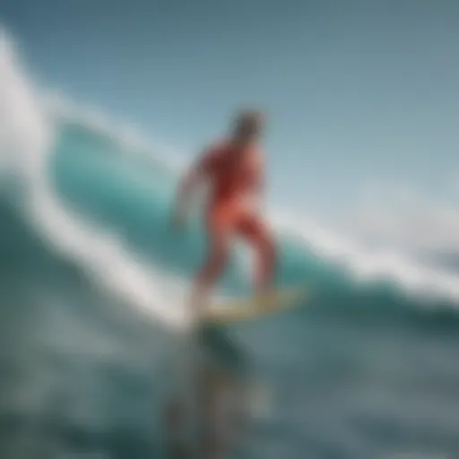 A vibrant display of vintage surf apparel showcasing iconic styles from the 60s and 70s.