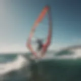 Windsurfer gliding over the waves