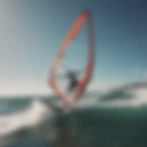 Windsurfer gliding over the waves