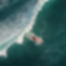 A drone soaring above a vibrant surf scene