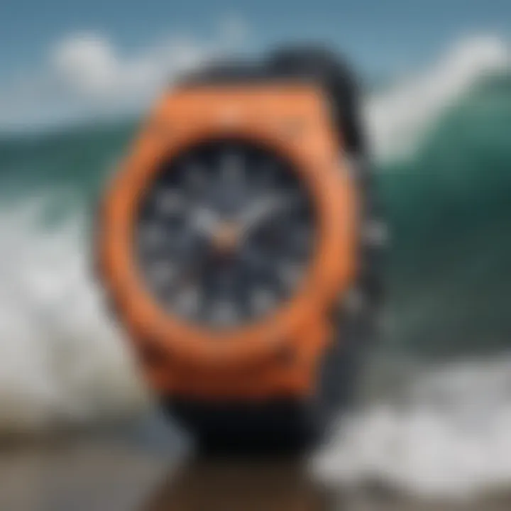 Close-up of G-Shock tide watch features