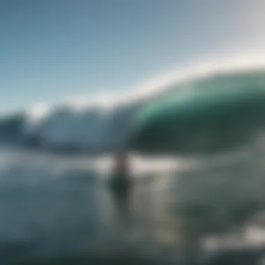 Group of bodyboarders riding waves together