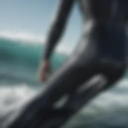 Close-up view of wetsuit material showcasing texture and flexibility