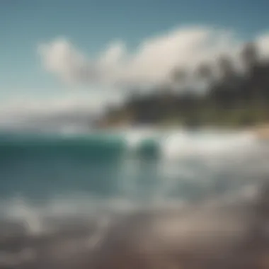 Surfers Embracing the Waves of Kapalua Beach A breathtaking view of Kapalua beach with surfers catching waves