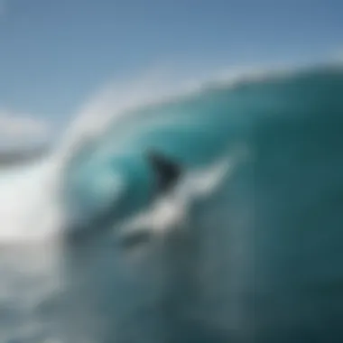 An instructor demonstrating surfing techniques to eager learners