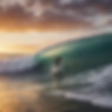 The Spirit of Surfing at Sunset in Kapalua A serene sunset over the ocean, symbolizing the spirit of surfing culture