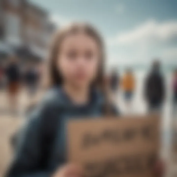 Greta Thunberg holding a protest sign