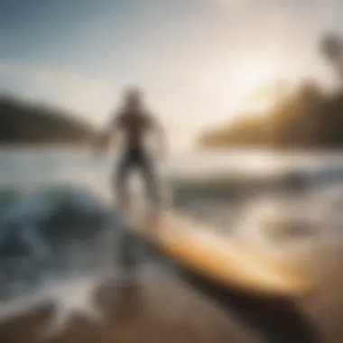 Community Engagement in Surfing A group of surfers engaging in a beach clean-up initiative