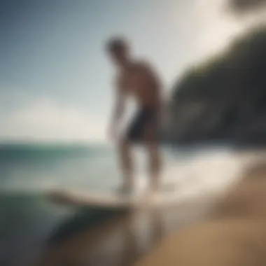 Surfer performing a balance exercise on a balance board at home