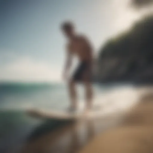 Surfer performing a balance exercise on a balance board at home