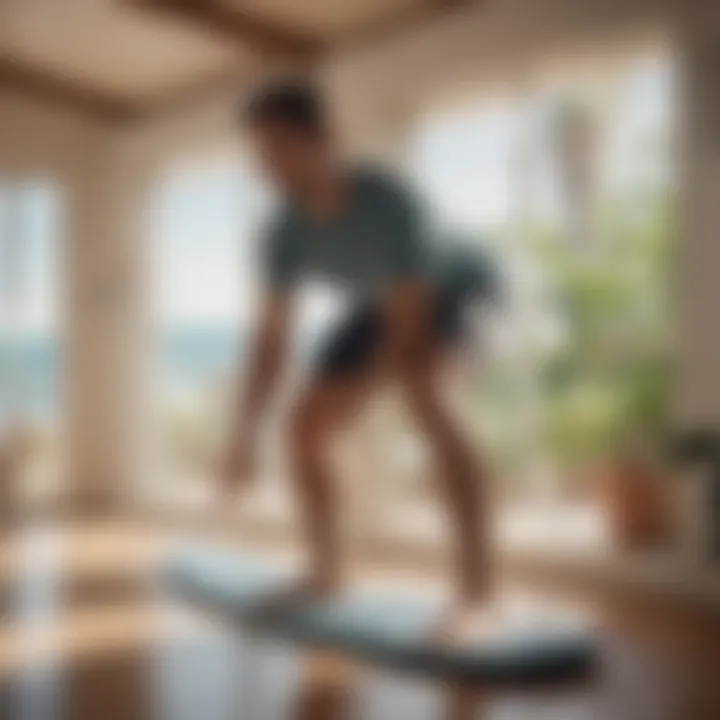 Athlete stretching in a serene home environment to improve flexibility