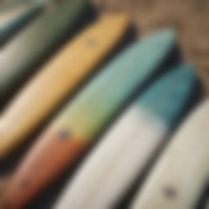 A selection of eco-friendly surfboard materials displayed for reference.