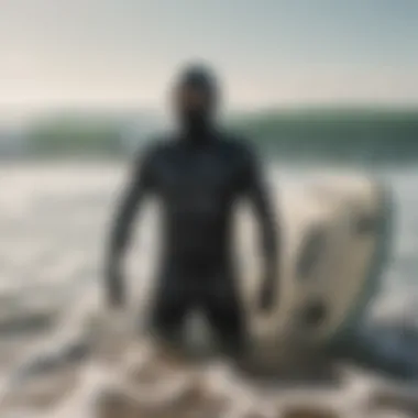 Surfers donning protective clothing while enjoying the surf