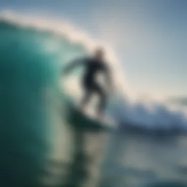 Surfer enjoying the waves while wearing a neoprene-free wetsuit in a vibrant ocean setting