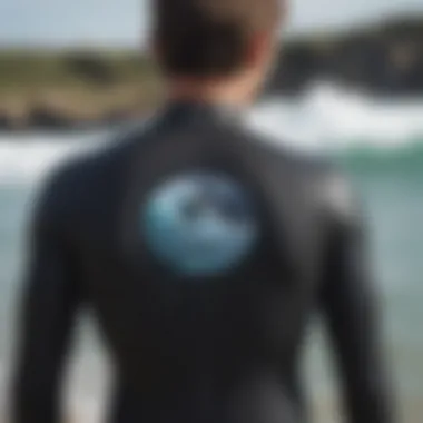 Neoprene Patch on Wetsuit Neoprene patch applied to a wetsuit