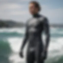 Close-up of wetsuit material showcasing flexibility and durability