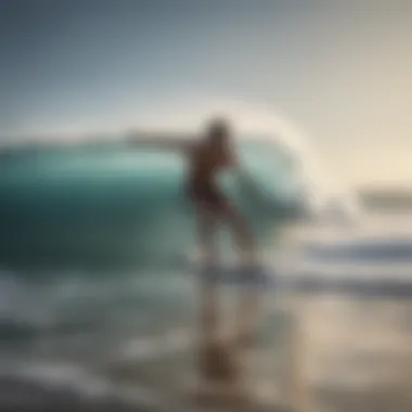 Surfer engaging in warrior pose to build strength