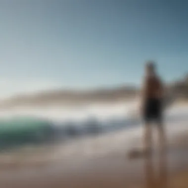 Local surfers discussing wave conditions on the beach