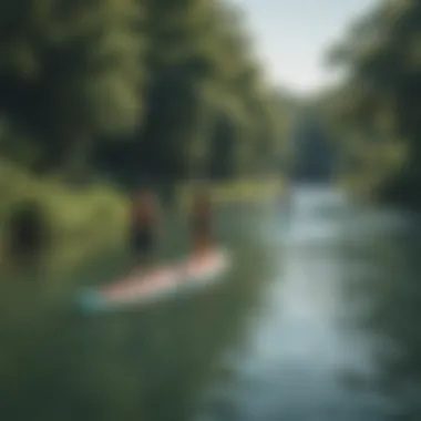 Paddle boarders exploring the lush greenery along the waterways