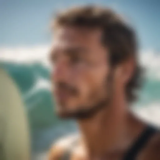 Close-up of a surfer hydrating after a session