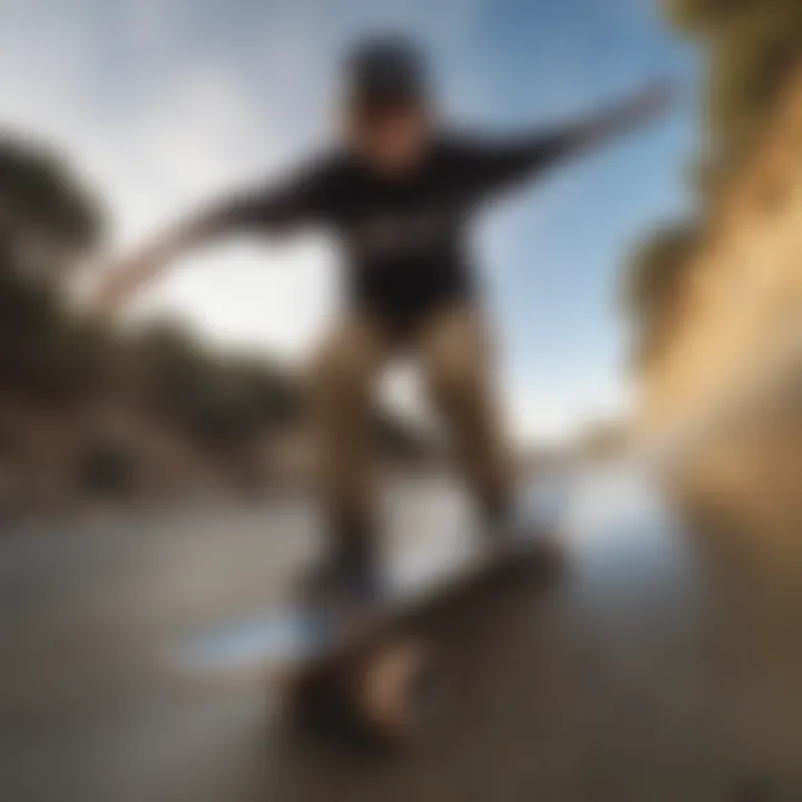 Skateboarder capturing action with GoPro