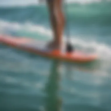 Close-up of paddle board materials highlighting durability and weight.