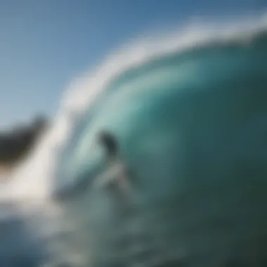 Surfer riding a perfect wave in Surf City