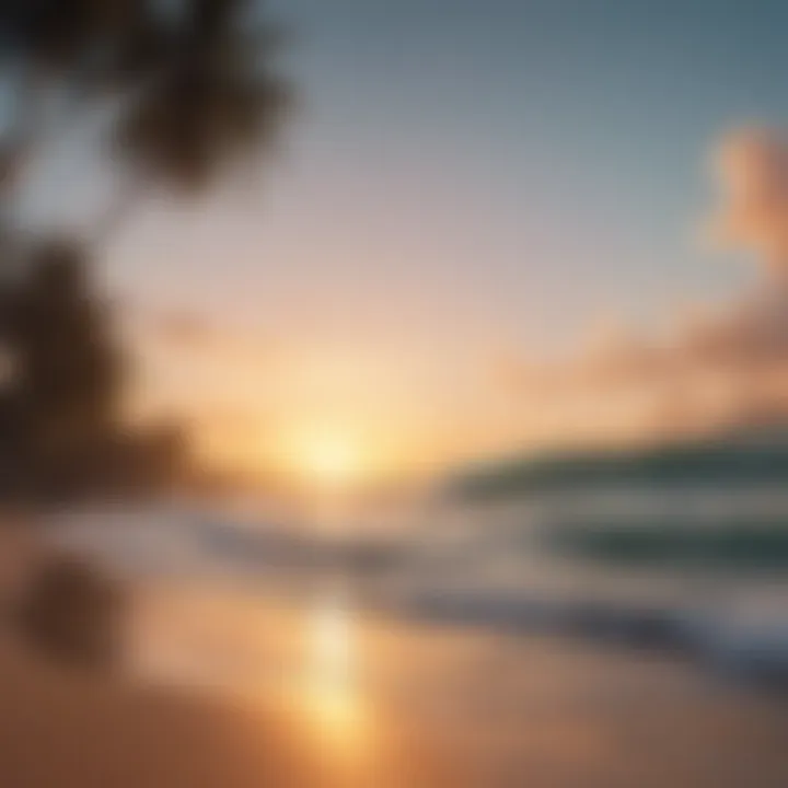 A serene beach environment during sunset