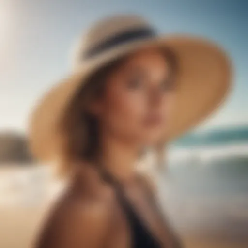 Surfer wearing a stylish sun hat on the beach