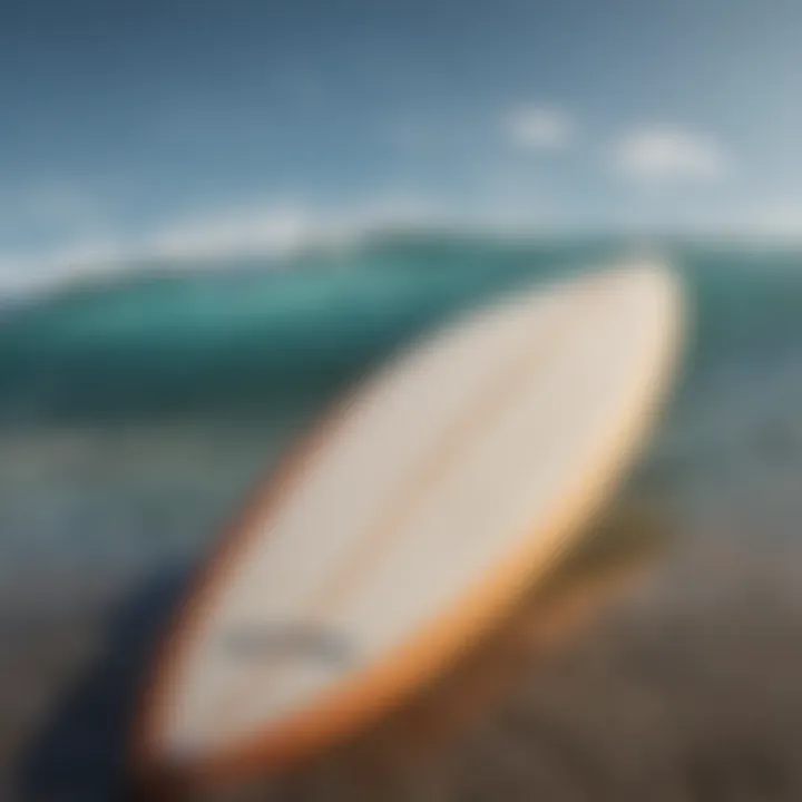 Close-up of surfboard materials and construction