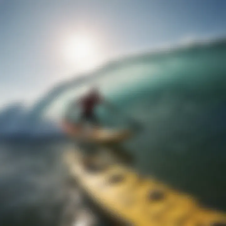 Surfer enjoying a sunny day with a folding kayak