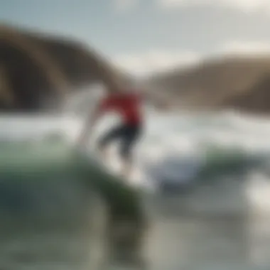 Surfer in action wearing properly fitted Quiksilver gear