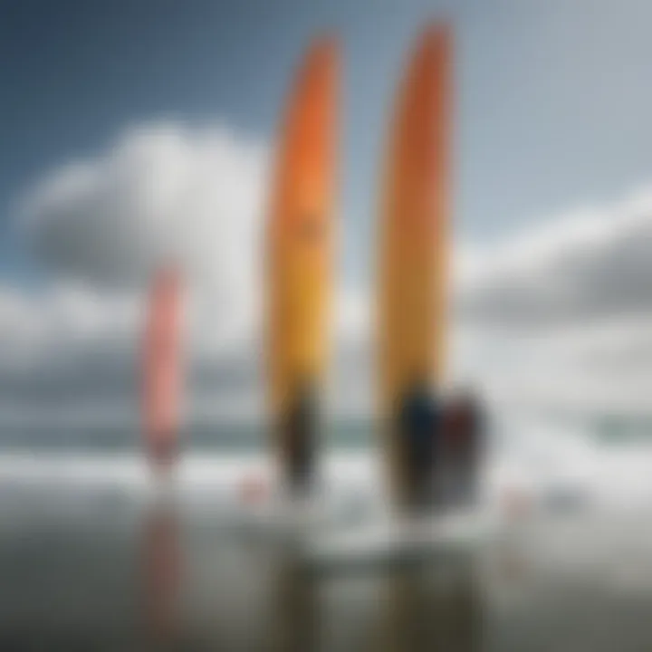 Surfers observing wind patterns using shark wind socks