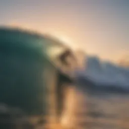 Surfer riding a wave at sunset in Costa Rica