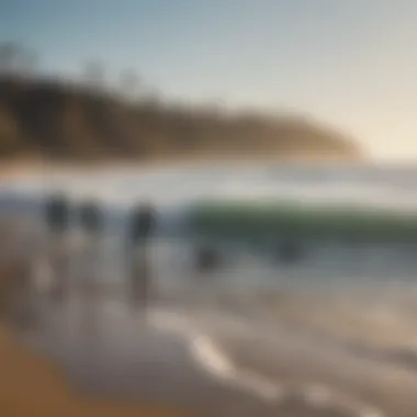 Group of surfers discussing techniques on the beach