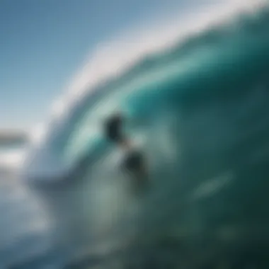Artistry in Motion: Capturing Ocean Dynamics Close-up of brush strokes in a large wave painting