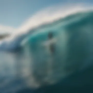 Riding Giants: Surfers Embrace the Ocean Vibrant artwork depicting surfers riding colossal waves