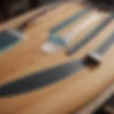 Detailed view of surfboard shaping tools