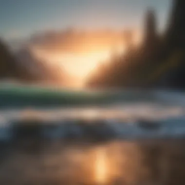 Serene Mountain Sunset A serene landscape featuring a sunset with mountains and trees in the foreground