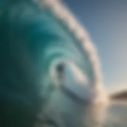 Dynamic surfer catching a massive wave