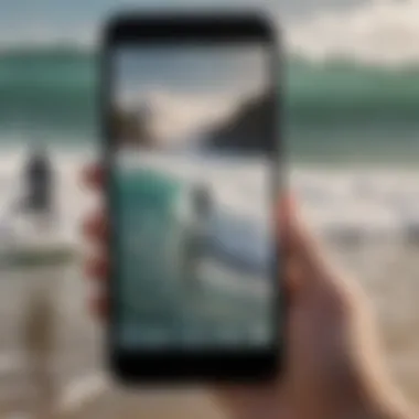 Preparing for the Perfect Wave Surfers checking forecasts on mobile devices