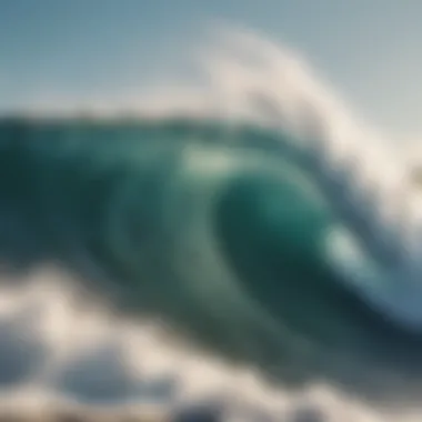 Breaking Wave Dynamics A close-up view of a breaking wave showcasing its powerful crest and foamy texture